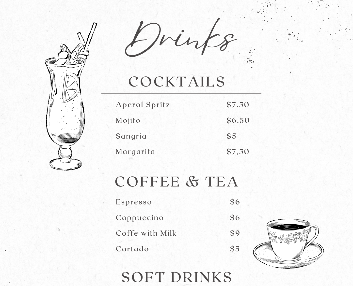 Mini Drinks Menu